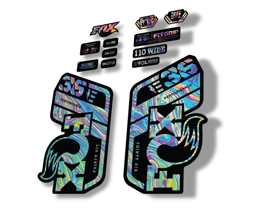 FOX 36 Performance E Bike 2021 Forks Suspension Factory Decal Sticker Oil Slick1