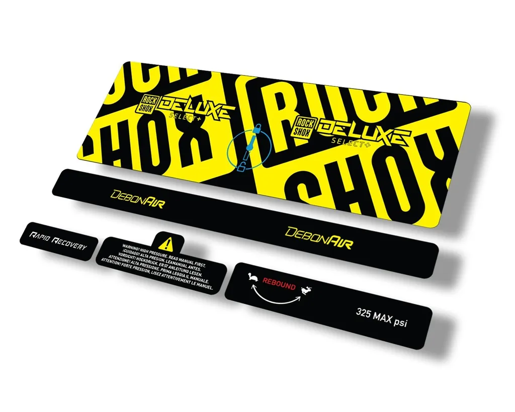 Rock Shox 2021 Deluxe Select Plus Rear Shock Decal Sticker Adhesive Set Yellow