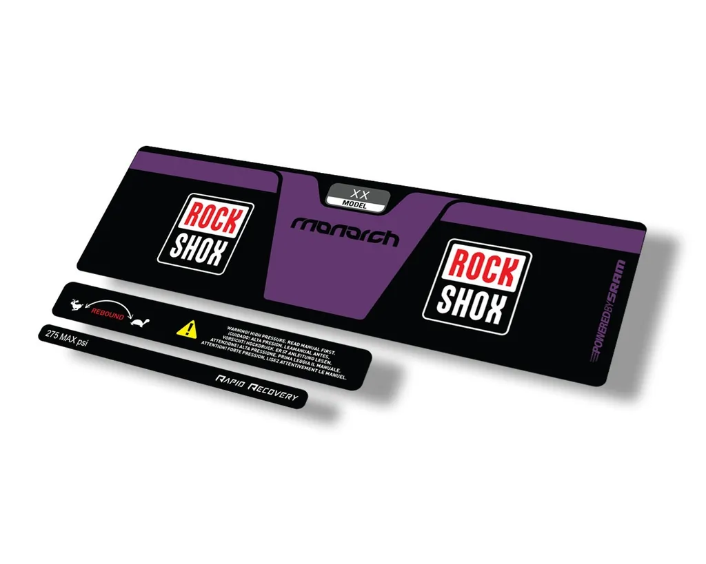 Rock Shox 2014 Monarch XX Rear Shock Decal Sticker Adhesive Set Purple