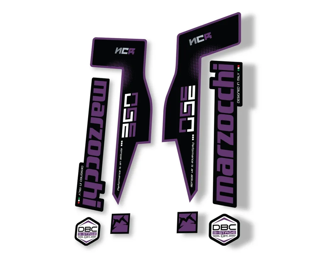 Marzocchi 350 NCR 2018 Fork Suspension Sticker Decal Adhesive Kit Purple