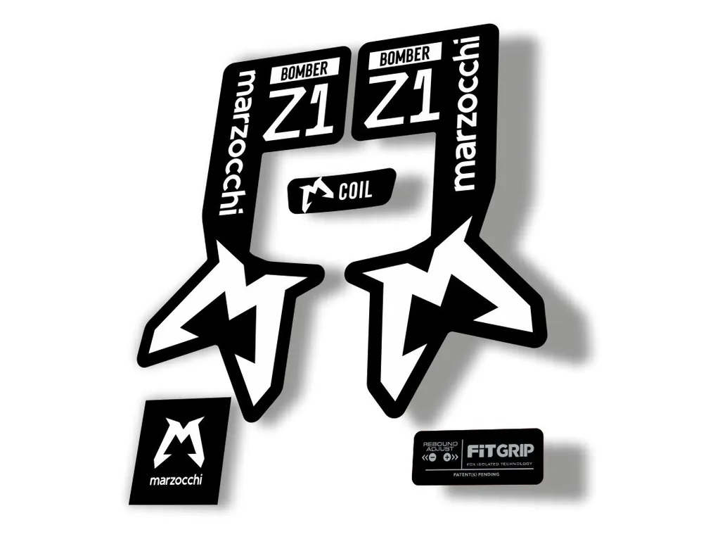 Marzocchi Bomber Z1 2025 2025 Fork Suspension Sticker Decal Kit Adhesive White