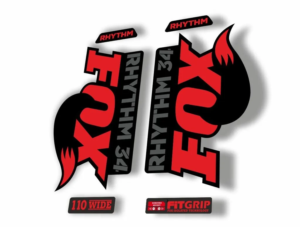 FOX 34 Rhythm 2018 Forks Suspension Factory Decal Sticker Adhesive Red Gray