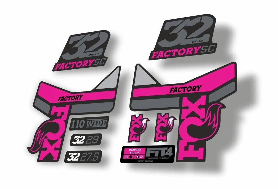 FOX 32 Step Cast SC  Fork Suspension Factory Decal Stickers Adhesive Pink