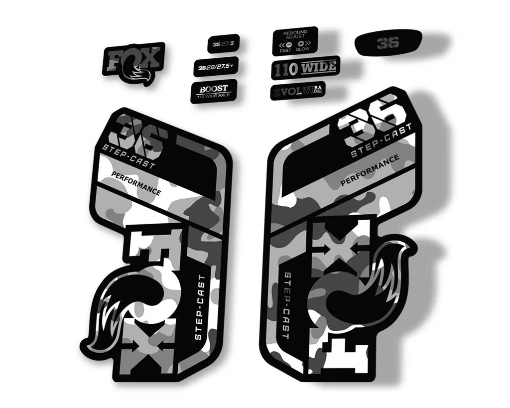 FOX 36 Step Cast SC 2021 Performance Fork Decals Suspension Sticker White Camo