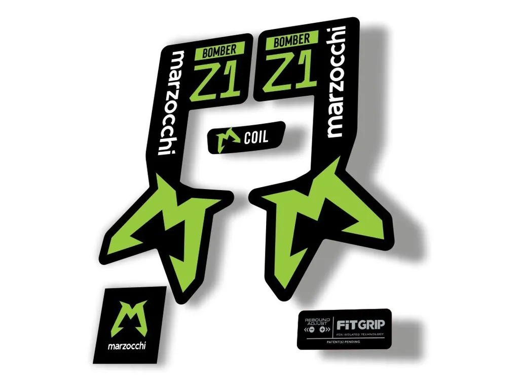Marzocchi Bomber Z1 2025 2025 Fork Suspension Sticker Decal Kit Adhesive Green