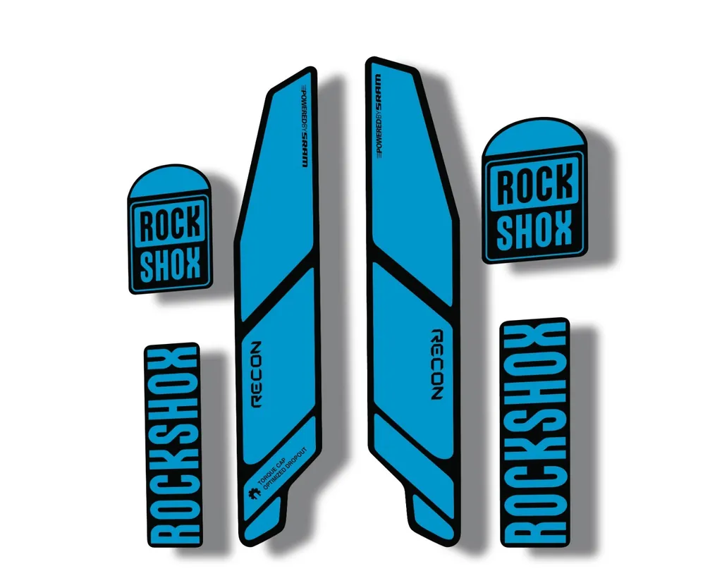 Rock Shox RECON 2014 Mountain Bike Cycling Decal Kit Sticker Adhesive Blue