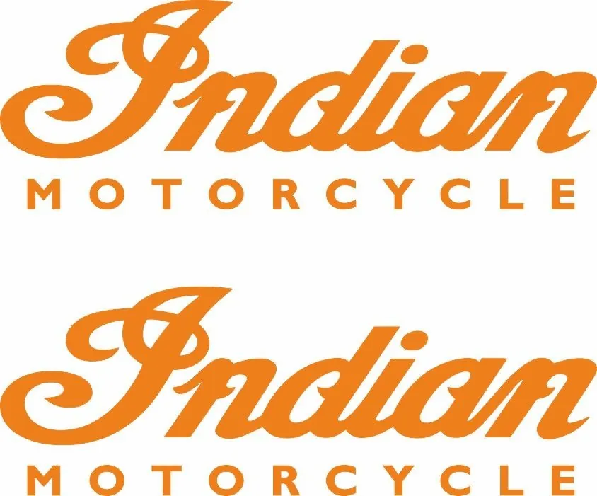 INDIAN MOTORCYLES Vinyl Sticker Decal Adhesive Set 8.4" x 2.9" Orange 2 Pcs