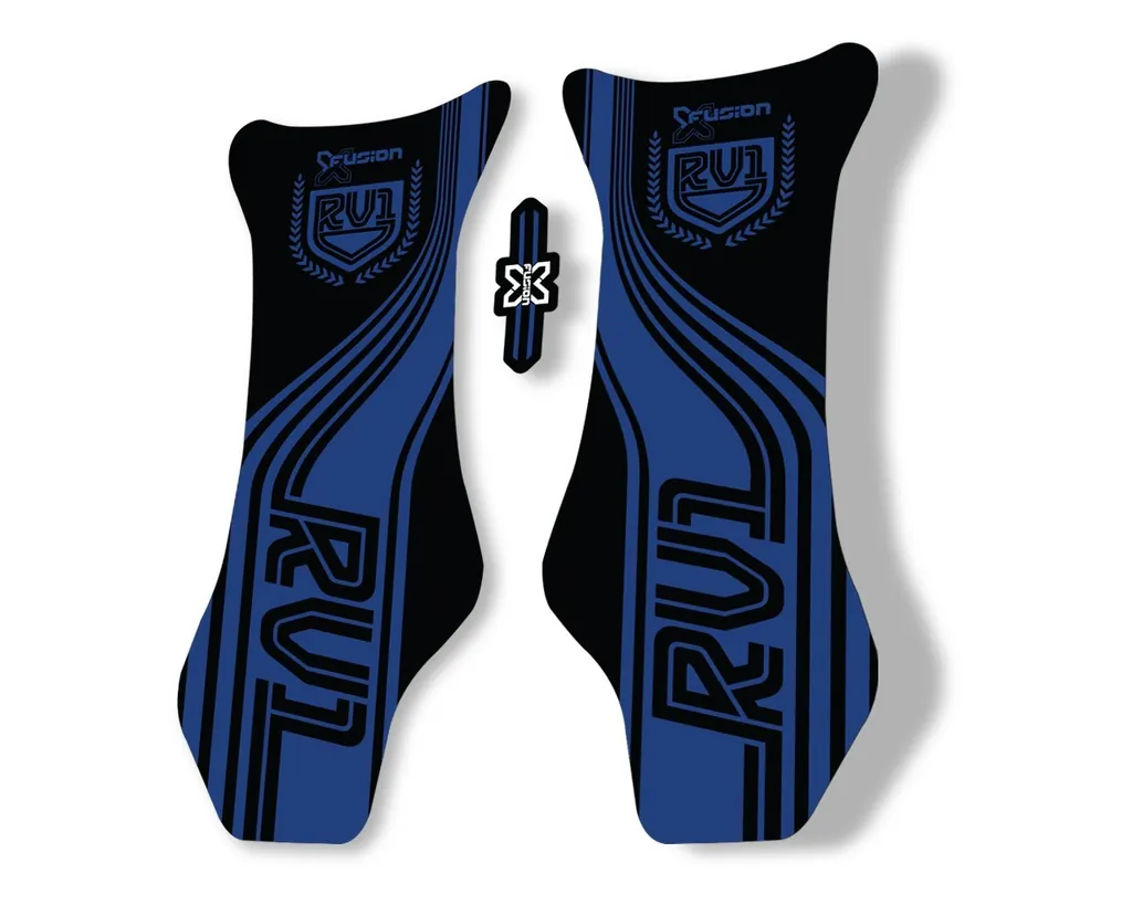 X Fusion RV1 2018 Front Shock Suspension Sticker Factory Decal Dark Blue