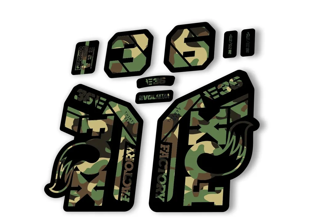 FOX 36 E-Bike Fork Decal Sticker Set 2021 Factory MTB Suspension Graphics – Camo