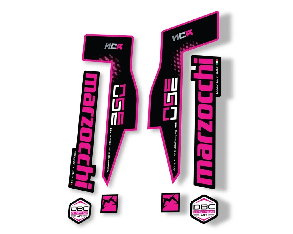 Marzocchi 350 NCR 2018 Fork Suspension Sticker Decal Adhesive Kit Pink