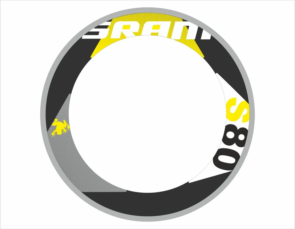 SRAM S80 Wheelset Rim Road Bicycle Decals Sticker Adhesive 2 Set (12 Pcs) Yellow