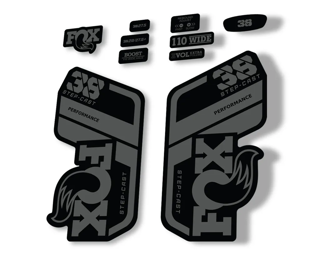 FOX 38 Step Cast SC 2021 Performance Fork Decals Suspension Sticker Gray
