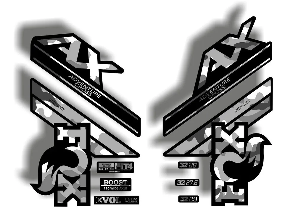 FOX Step Cast 2020 AX Adevnture Cross Fork Suspension Decals Sticker White Camo