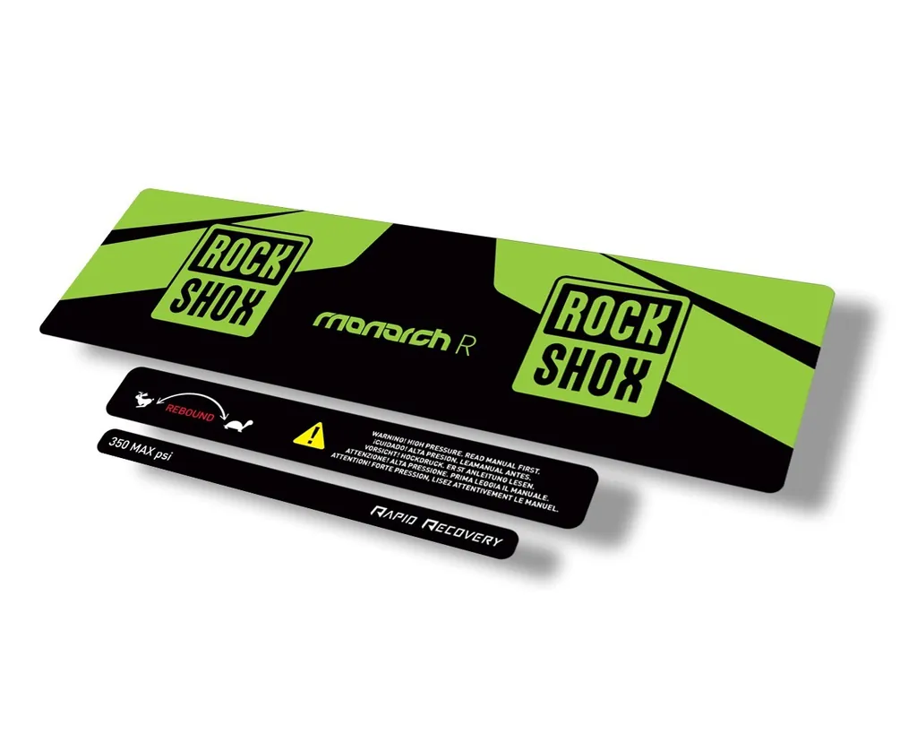 Rock Shox 2016 Monarch R Rear Shock Decal Sticker Adhesive Set Green