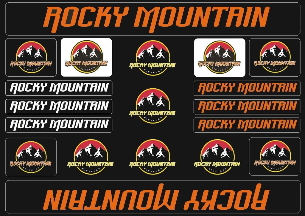 Bicycle Vinyl Stickers – Compatible with Rocky Mountain Bikes – Orange