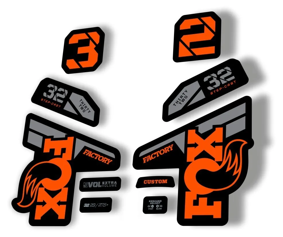 Fox 32 Factory 2021 Fork Suspension Decal Sticker Adhesive Orange Gray