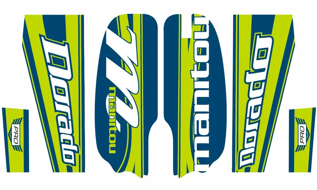 Manitou Dorado Pro Fork Suspension Graphic Decal Kit Sticker Set Green Blue
