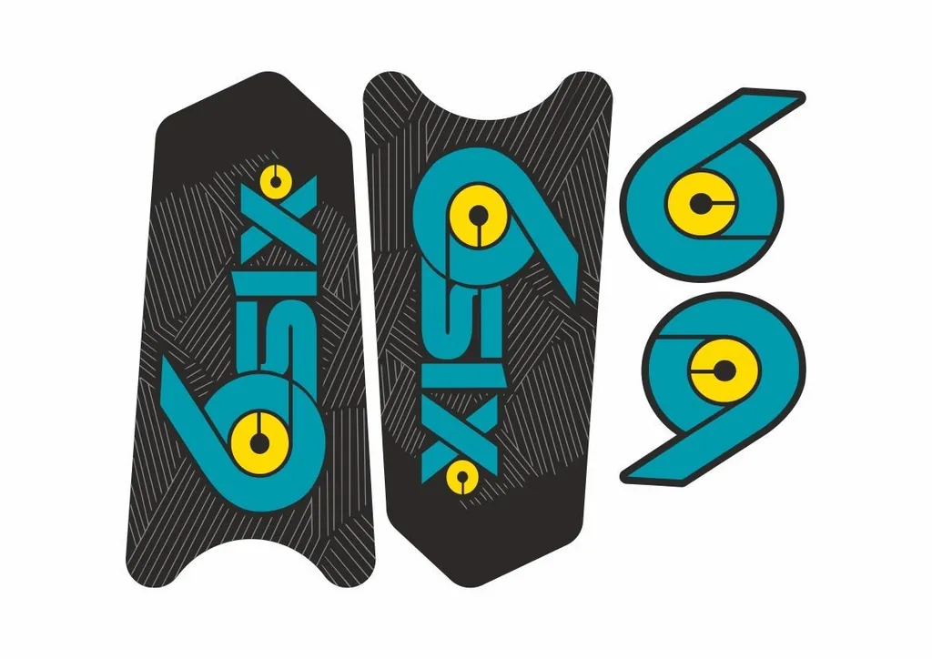 Race Face SixC Crank Decals Set Stickers Mountain Bike Adhesive Turqoise Yellow