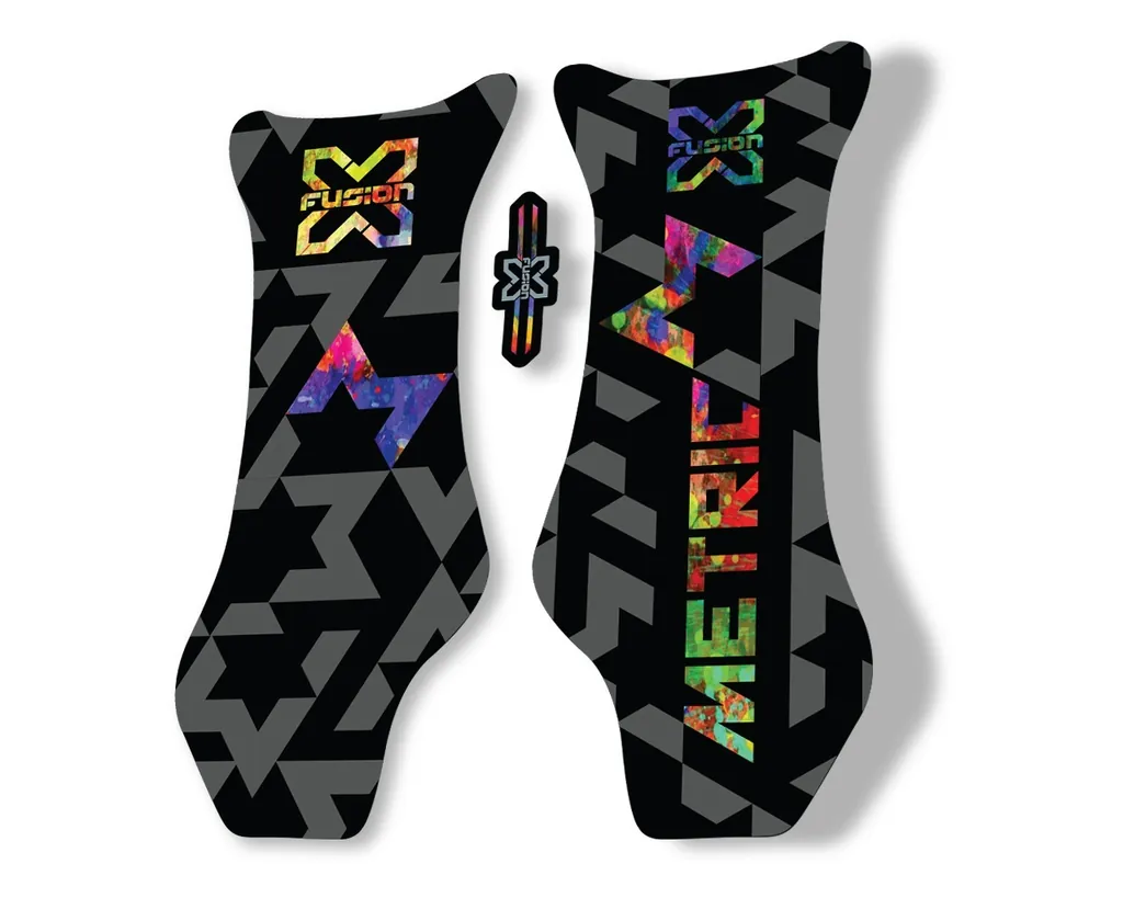 X Fusion Metric 2018 Front Shock Suspension Sticker Factory Decal Oil Slick