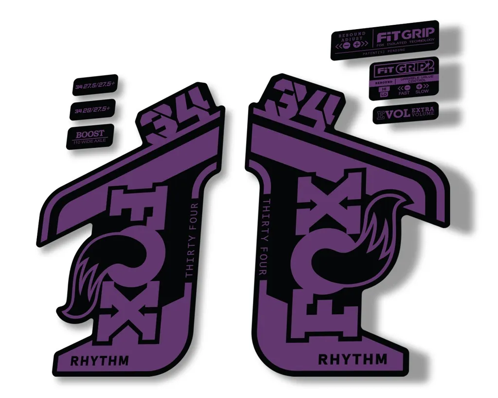 FOX 34 RHYTHM 2021 Fork Suspension Factory Sticker MTB Decal Adhesive Purple