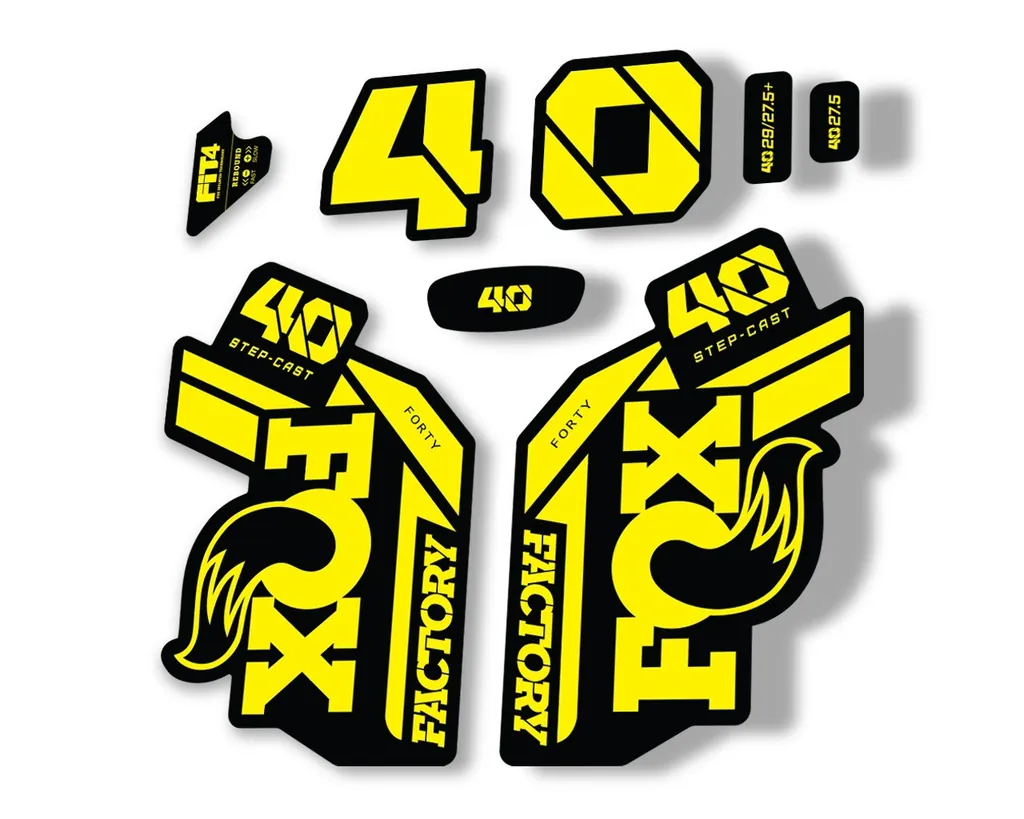 FOX 40 Step Cast SC 2021 Factory Fork Decals Suspension Sticker Adhesive Yellow