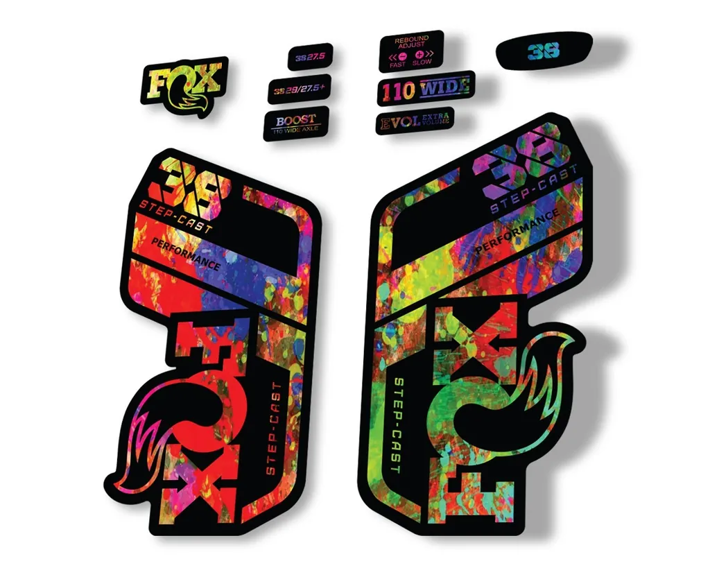 FOX 38 Step Cast SC 2021 Performance Fork Decals Suspension Sticker Oil Slick