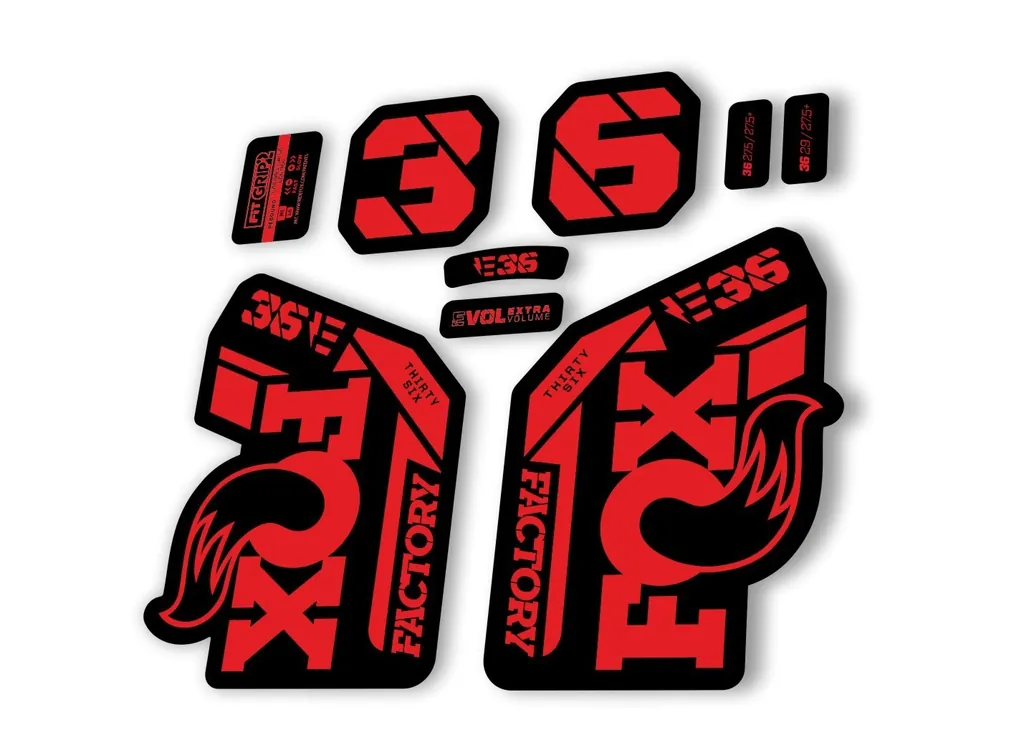 FOX 36 E-Bike Fork Decal Sticker Set 2021 Factory MTB Suspension Graphics – Red