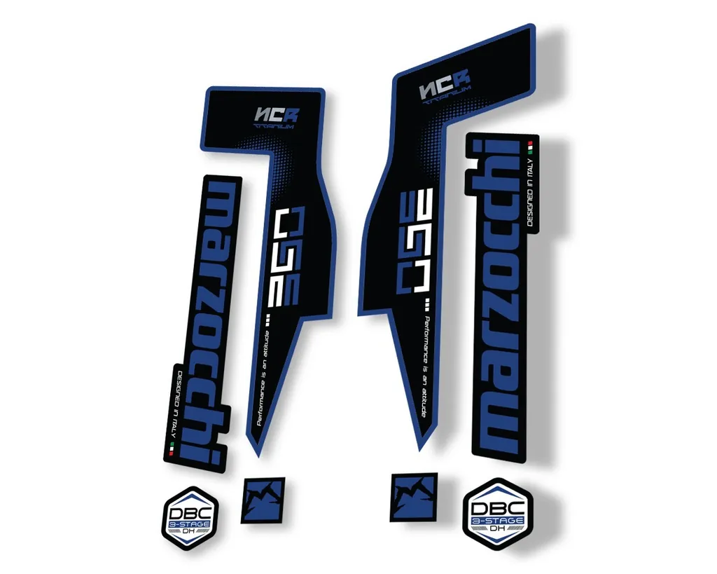 Marzocchi 350 NCR Titanium Fork Suspension Sticker Decal Adhesive Kit Dark Blue