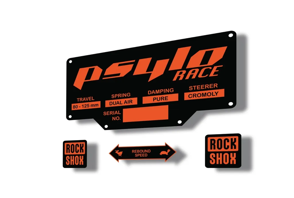 Rock Shox PSYLO 2002 Mountain Bike Cycling Decal Kit Sticker Adhesive Orange