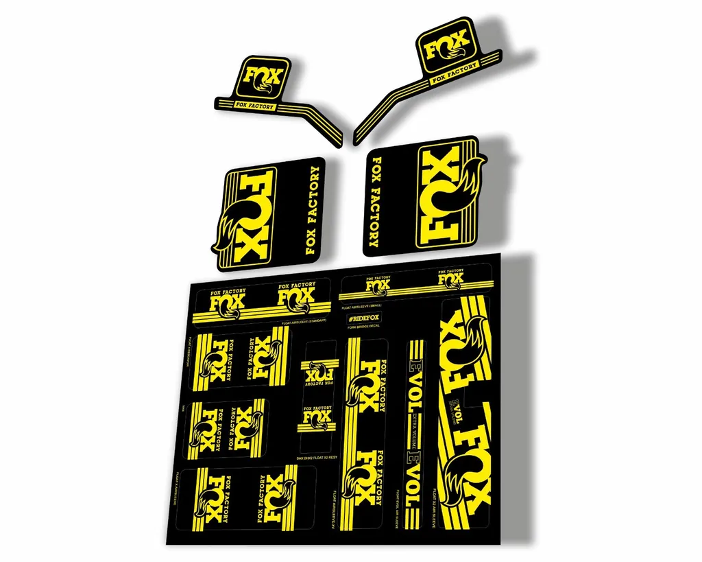Fox Heritage 2017 Forks Suspension & Shocks Decal Sticker Adhesiv Kit Yellow