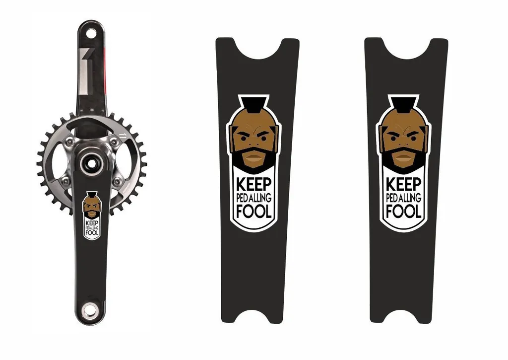 Crank Set Stickers Decals KEEP PEDALLING Mountain Bike Bicycle Adhesive 2 Pcs