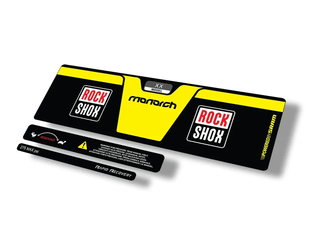 Rock Shox 2014 Monarch XX Rear Shock Decal Sticker Adhesive Set Yellow