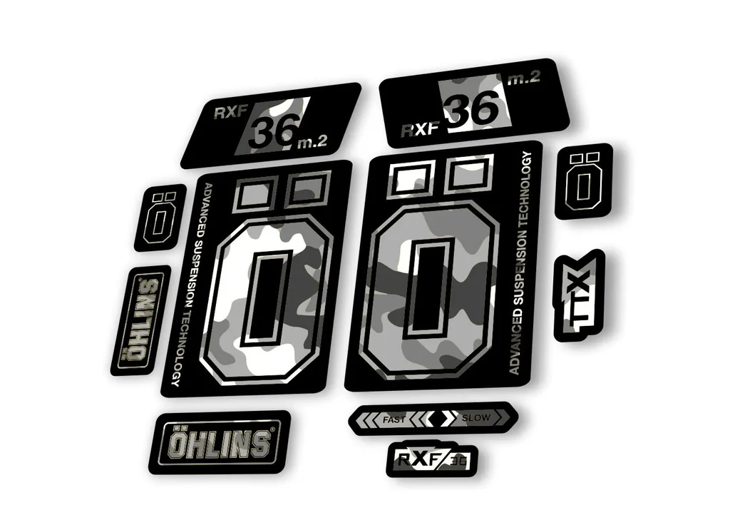 Ohlins RXF 36 M.2 2022 Fork Decal Mountain Bike Cycling Sticker White Camo