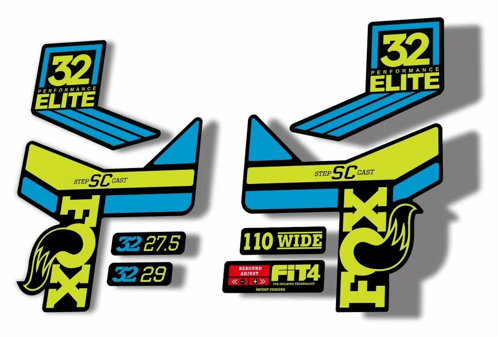 FOX 32 Step Cast SC EP  Fork Suspension Factory Decal Stickers Adhesiv Lime Blue