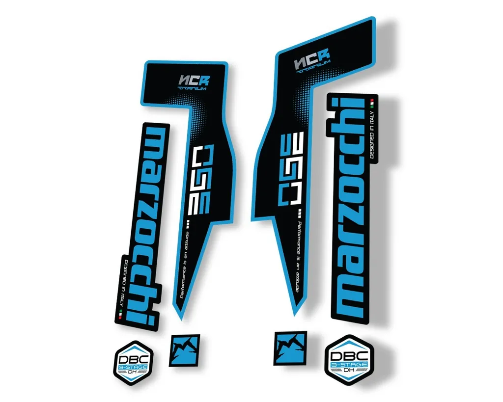 Marzocchi 350 NCR Titanium Fork Suspension Sticker Decal Adhesive Kit Blue