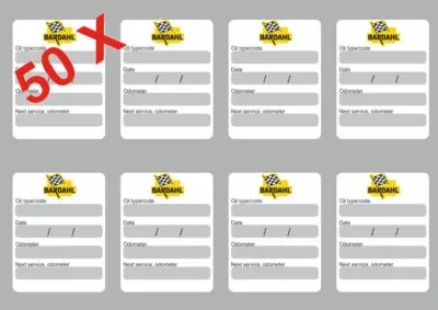 50x BARDAHL Oil Change Service Reminder Decals Stickers Adhesive Labels Die Cut