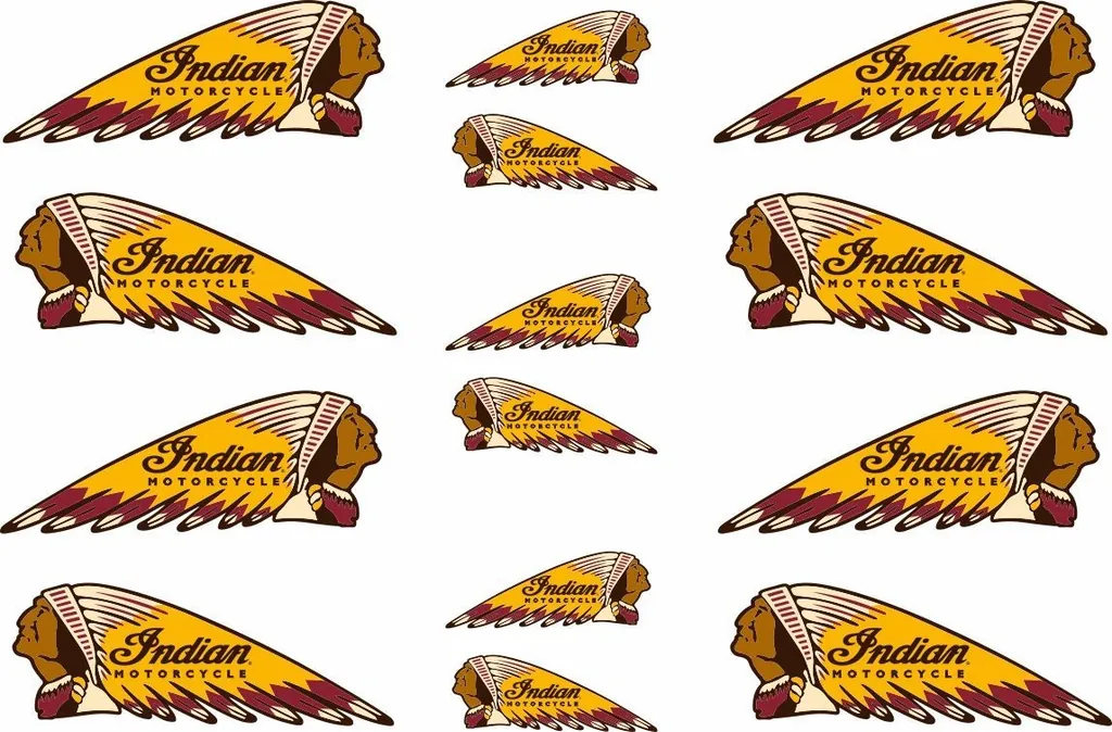 INDIAN WAR BONNET Motorcycles Vinyl Decal Adhesive Sticker For Helmets 14 Pcs