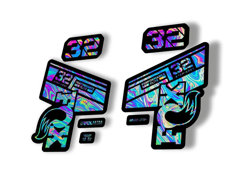 FOX 32 Step Cast Elite 2021 Factory Fork Decals Suspension Sticker Oil Slick1