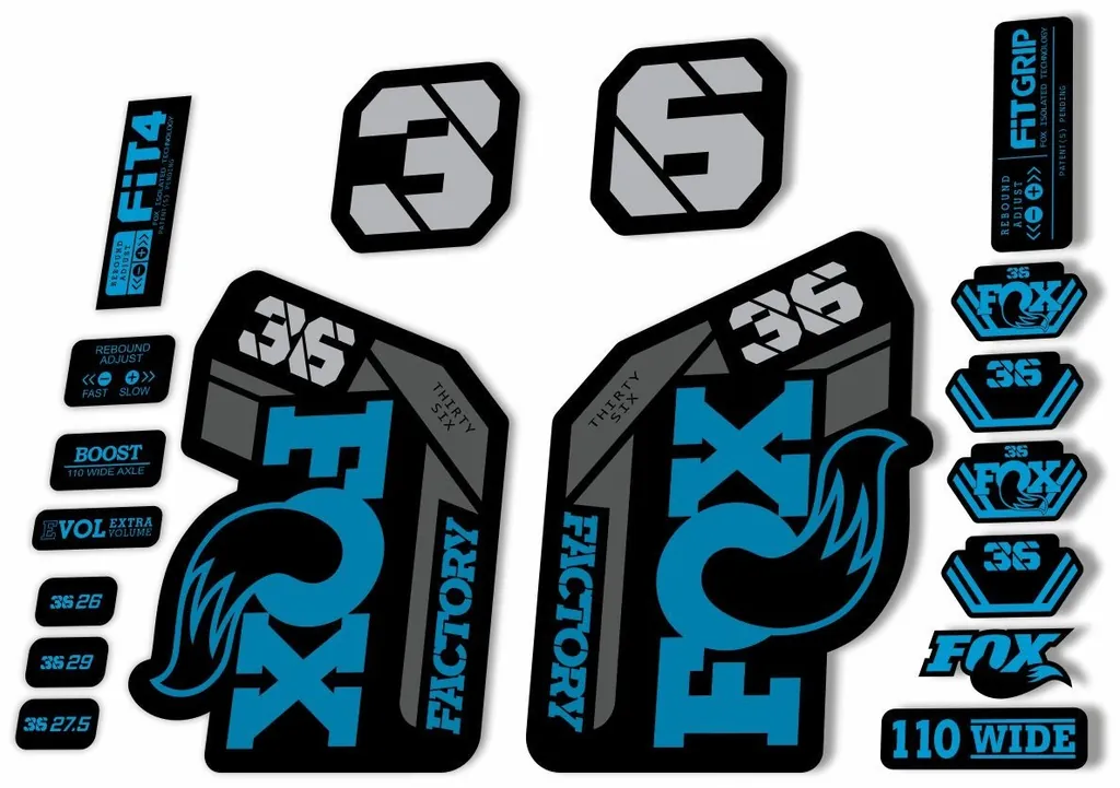 FOX 36 Fork Decal Sticker Set 2021 Factory MTB Suspension Graphics – Blue Gray
