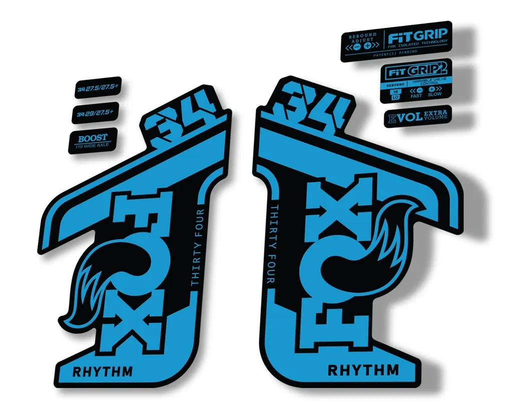FOX 34 RHYTHM 2021 Fork Suspension Factory Sticker MTB Decal Adhesive Blue
