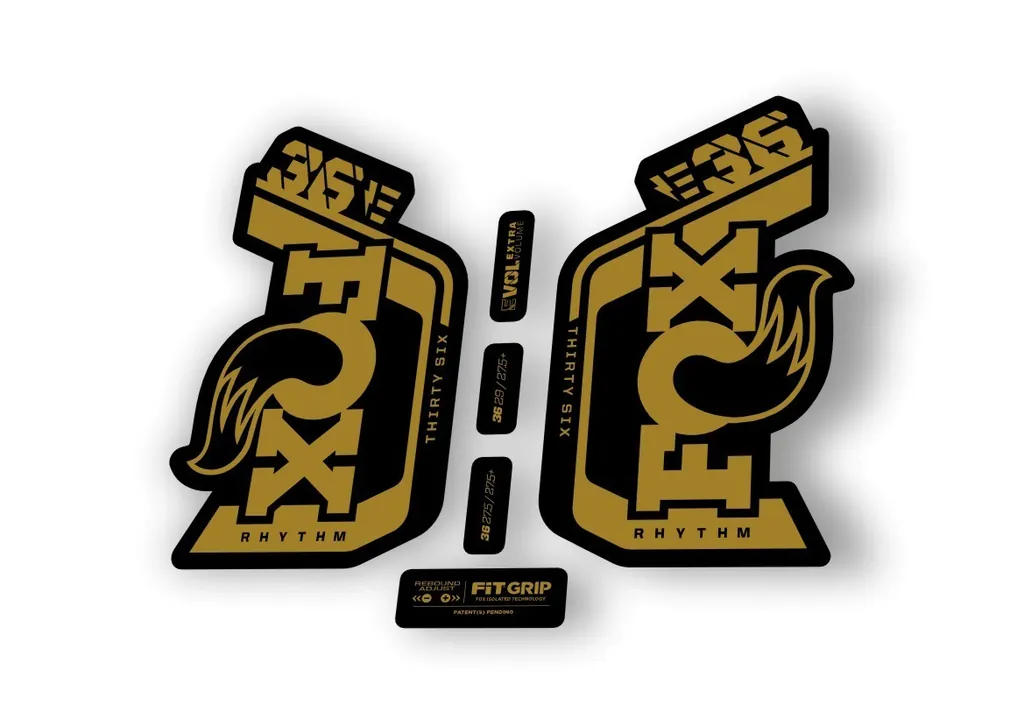 Fox 36 Rhythm E Bike 2024Fork Suspension Factory Decal Sticker Adhesive Gold