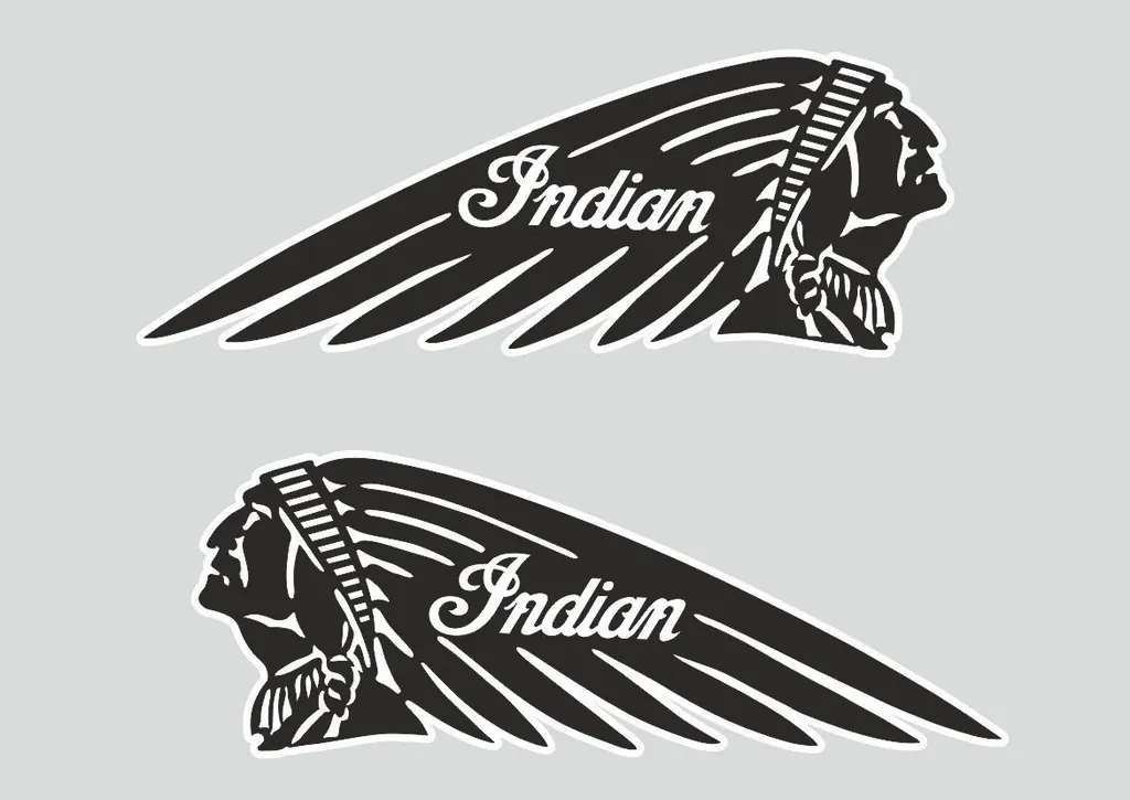 INDIAN WAR BONNET MOTORCYLES Vinyl Decal Adhesive Sticker 8.5" x 3.5 Black 2 Pcs