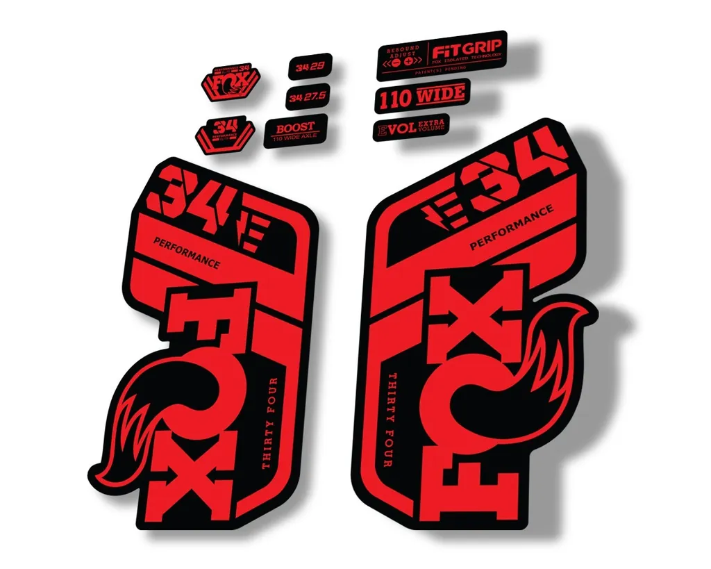 FOX 34 Performance E Bike 2021 Factory Fork Decals Suspension Sticker Red
