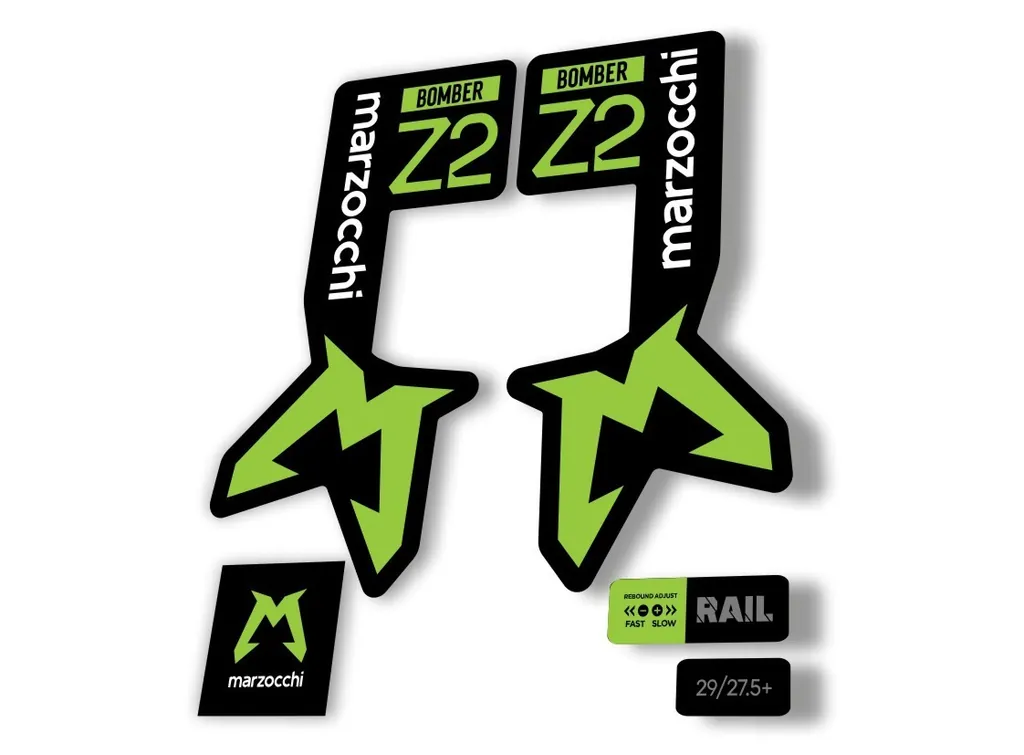 Marzocchi Bomber Z2 2025 Fork Suspension Sticker Decal Kit Adhesive Green