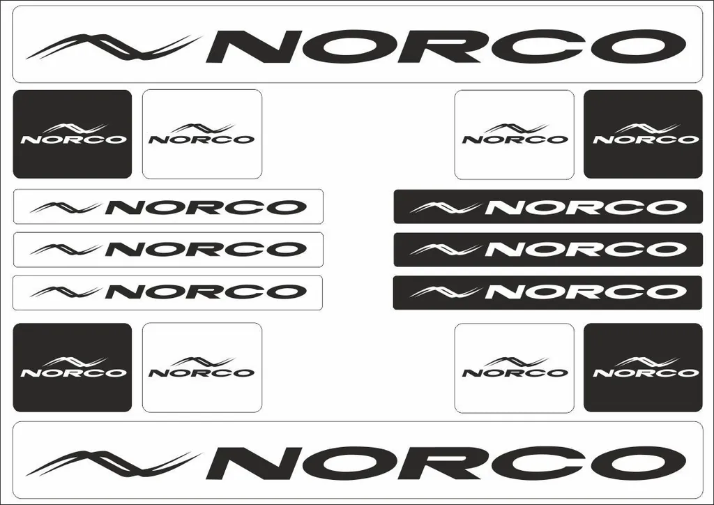 Bicycle Vinyl Stickers – Compatible with NORCO Mountain Bikes – Black