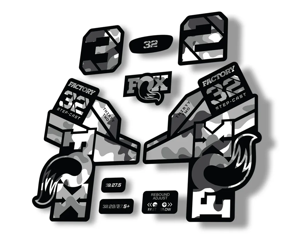 FOX 32 Step Cast 2021 Factory Fork Decals Suspension Sticker White Camo