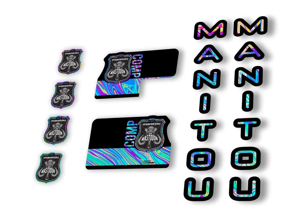 Manitou Mastadon Comp 2020 Fork Suspension Decal Kit Sticker Set Oil Slick 1