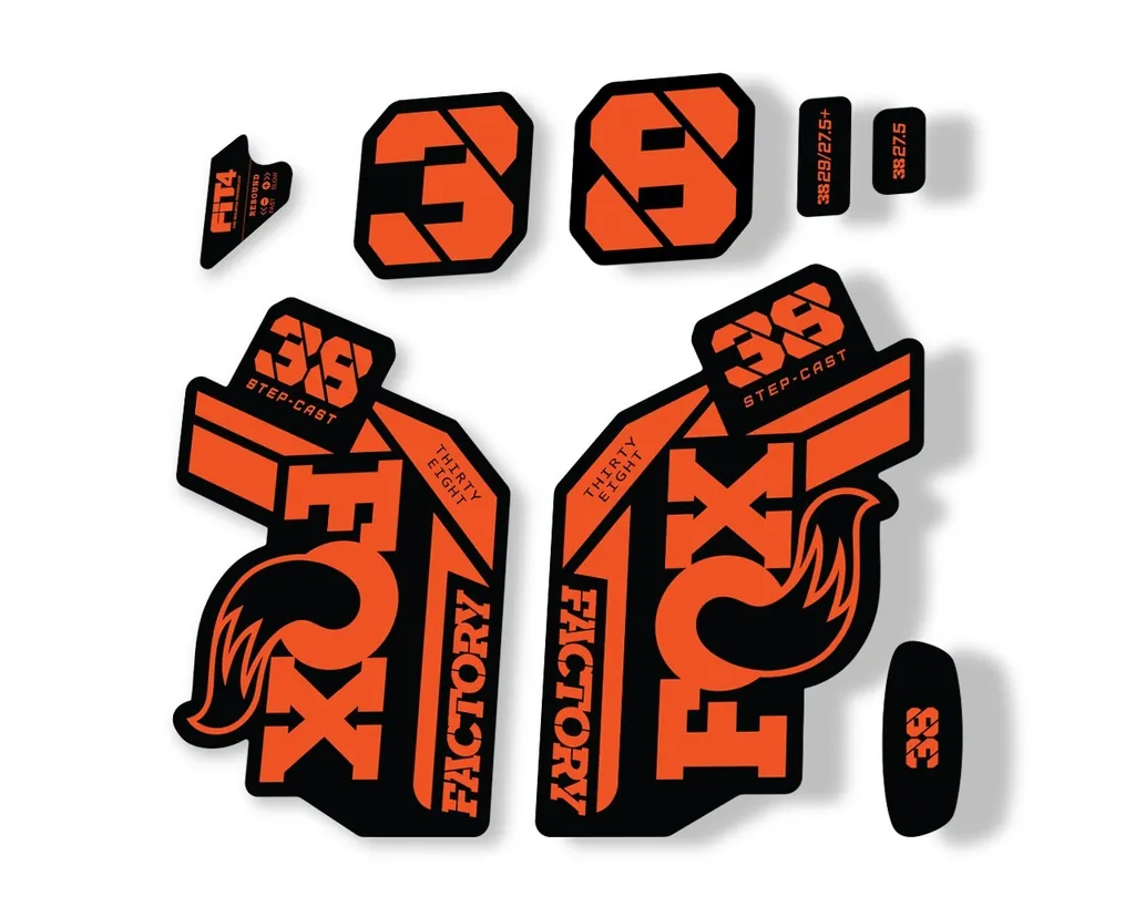 FOX 38 Step Cast SC 2021 Factory Fork Decals Suspension Sticker Adhesive Orange