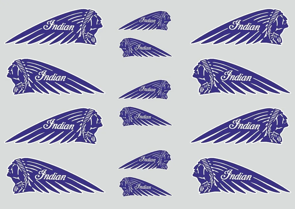 INDIAN WAR BONNET Motorcycle Vinyl Decal Adhesive Helmet Sticker Dark Blue 14Pcs