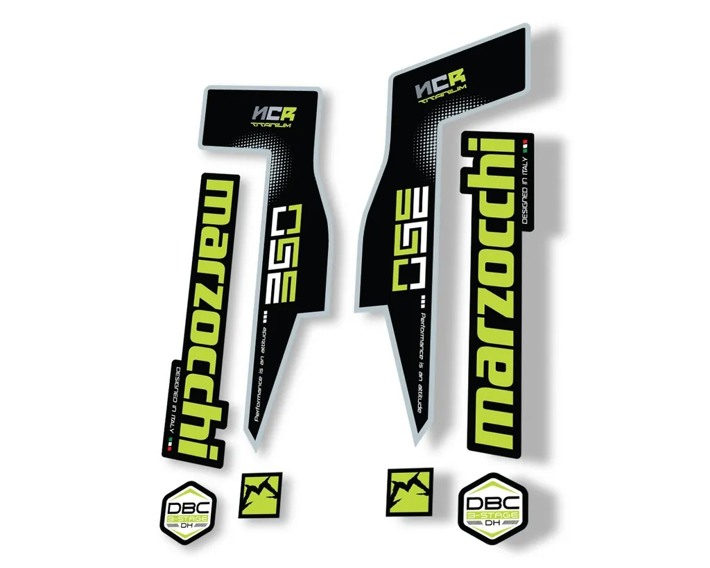 Marzocchi 350 NCR Titanium Fork Suspension Sticker Decal Adhesive Kit Lime Green